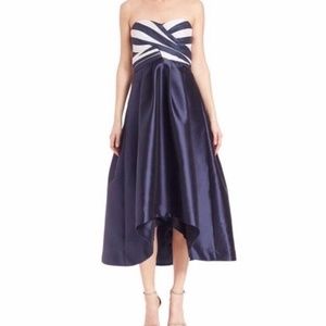 Shoshanna Dawn Midnights Striped Navy & White Midi Dress Size 4